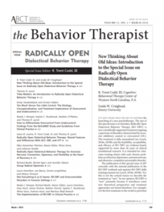 Radically Open Dialectical Behavior Therapy: Special issue of the Behavior Therapist